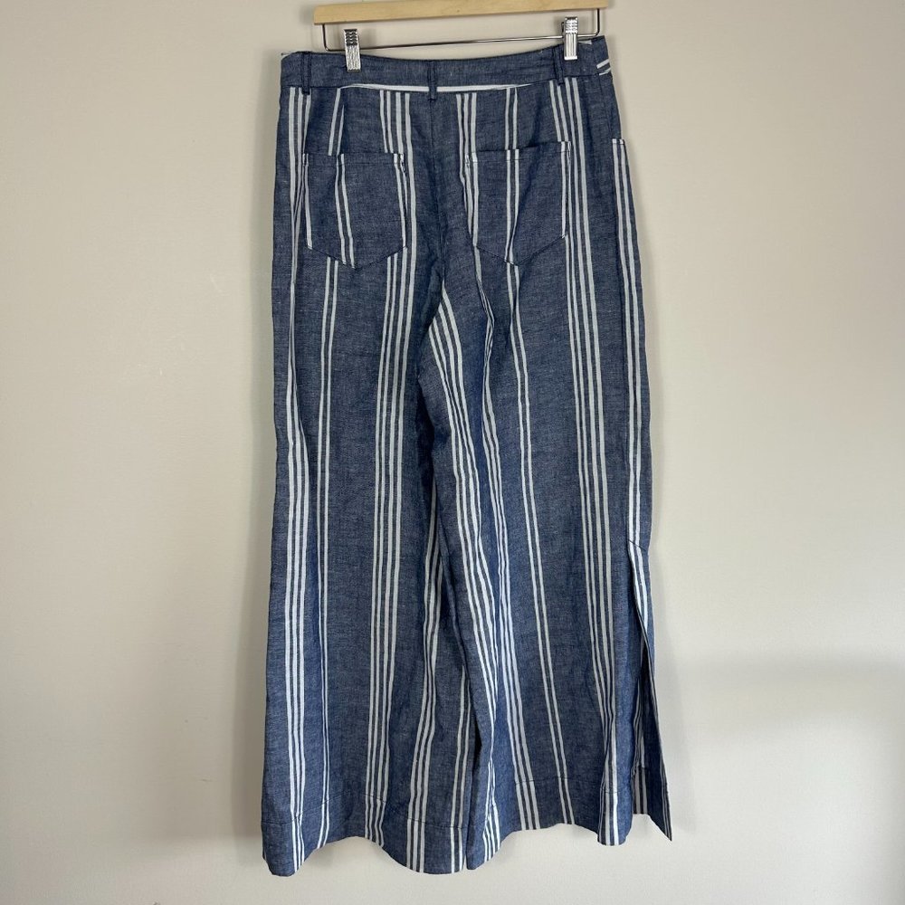 Anthropologie Beachy Striped Wide Leg Linen Blend Size 8 - Picture 7 of 7